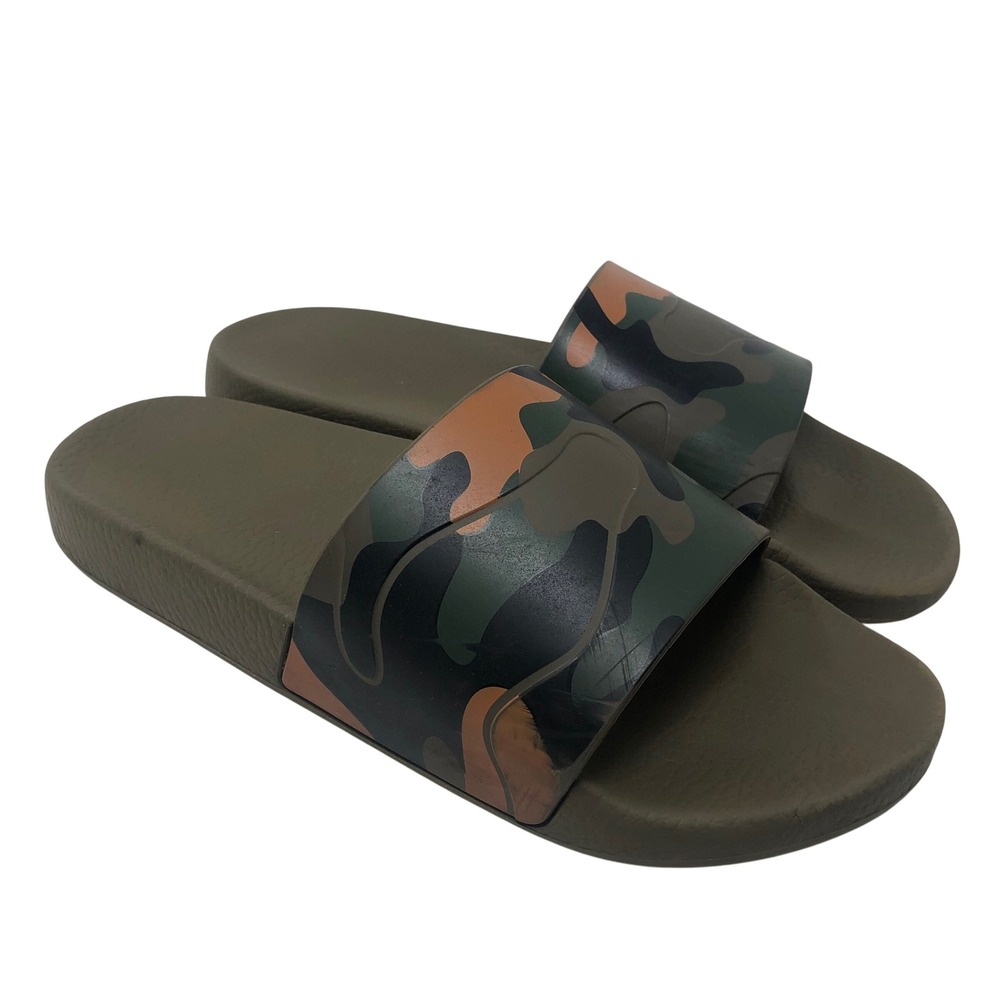 Valentino Garavani Camo Print Rubber Slide Sandals Mens‎ 41 8 Green HM873 Italy